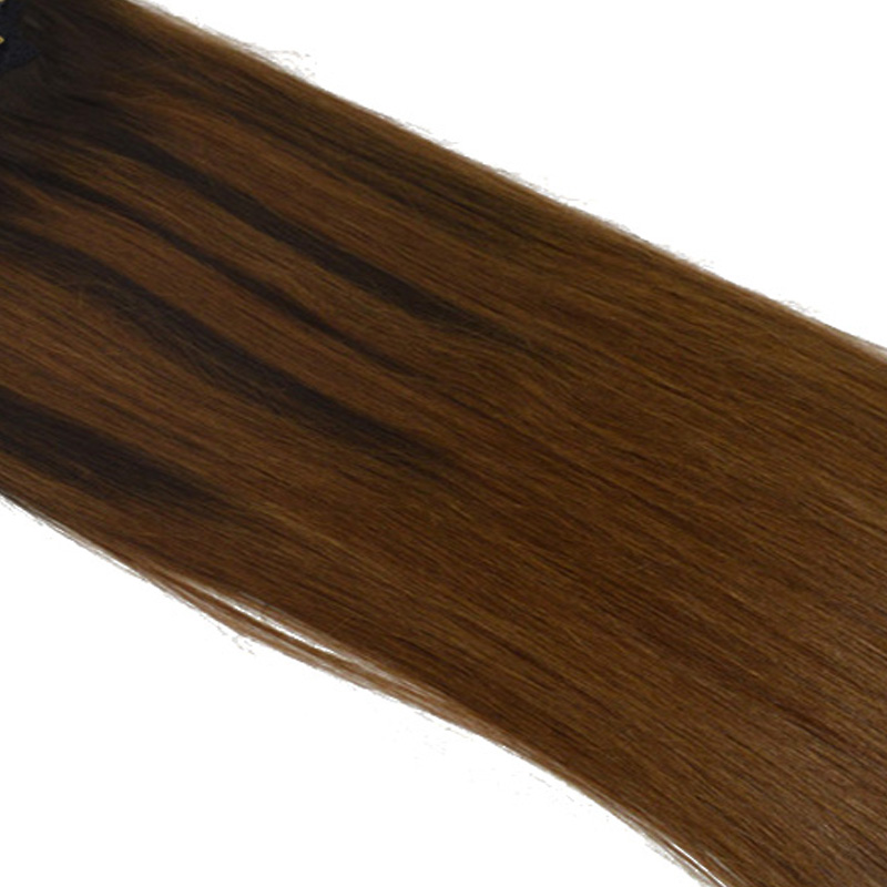 Straight Hair 7Pcs 120G Color #2 Fading To #6 Ombre Balayage Extensions High Quality Brazilian Hair Clip In Hair Extensions