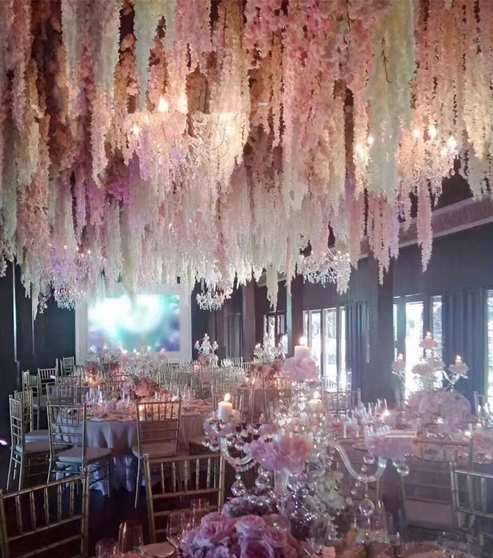 018 Romantic Silk Artificial Flowers Wedding Party Simulation Wisteria Vine Long Plant Home Room Office Garden Arch Decoration Flowers