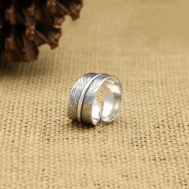 Fashion Ring 100% Real 925 Sterling Silver Biker Men Women Jewelry Takahashi Simple Feather Opening Ring GR6 D18111306