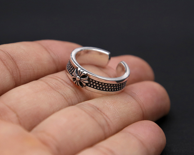 Brand new 925 sterling silver designer jewelry vintage American Europe style open band ring gift for men and women cross shape adjustable