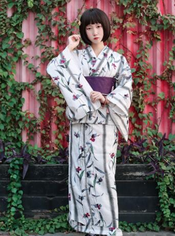 Oriental Asian Traditional Standard Kimono bathrobe Japanese fireworks kimono Pure Cotton Yukata With Obi Flower Vintage Evening Dress