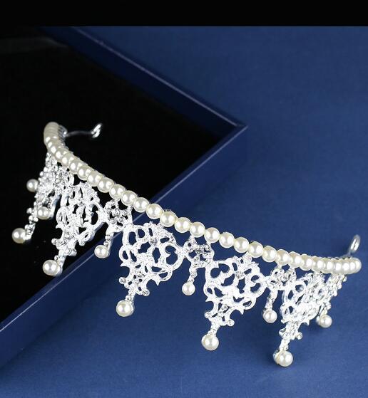 hot sale wedding crown pearls rhinestone bridal hair accessorie fascinator crown tiara zapatos de las novias blancos coronas de la boda