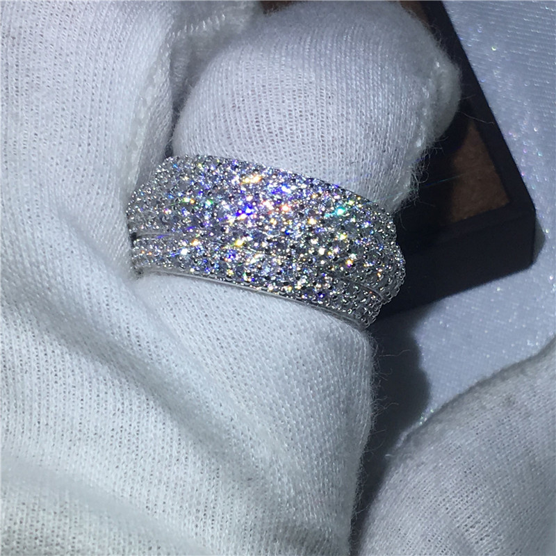 Victoria Wieck Women Fashion 300pcs Diamonique Cz 925 Sterling silver Engagement wedding band ring for women jewelry Gift