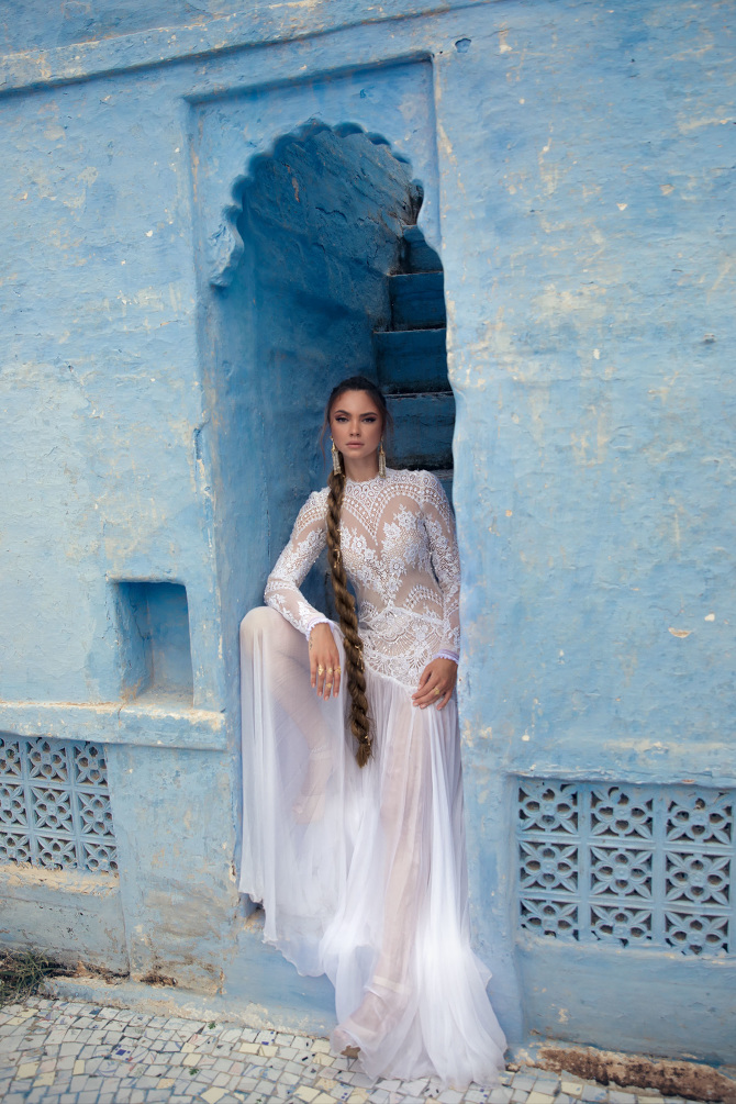 Lior Charchy India Dresses abiti da sposa High Neck Long Sleeve Bridal Gown A Line Plus Size Fairy Wedding Dress