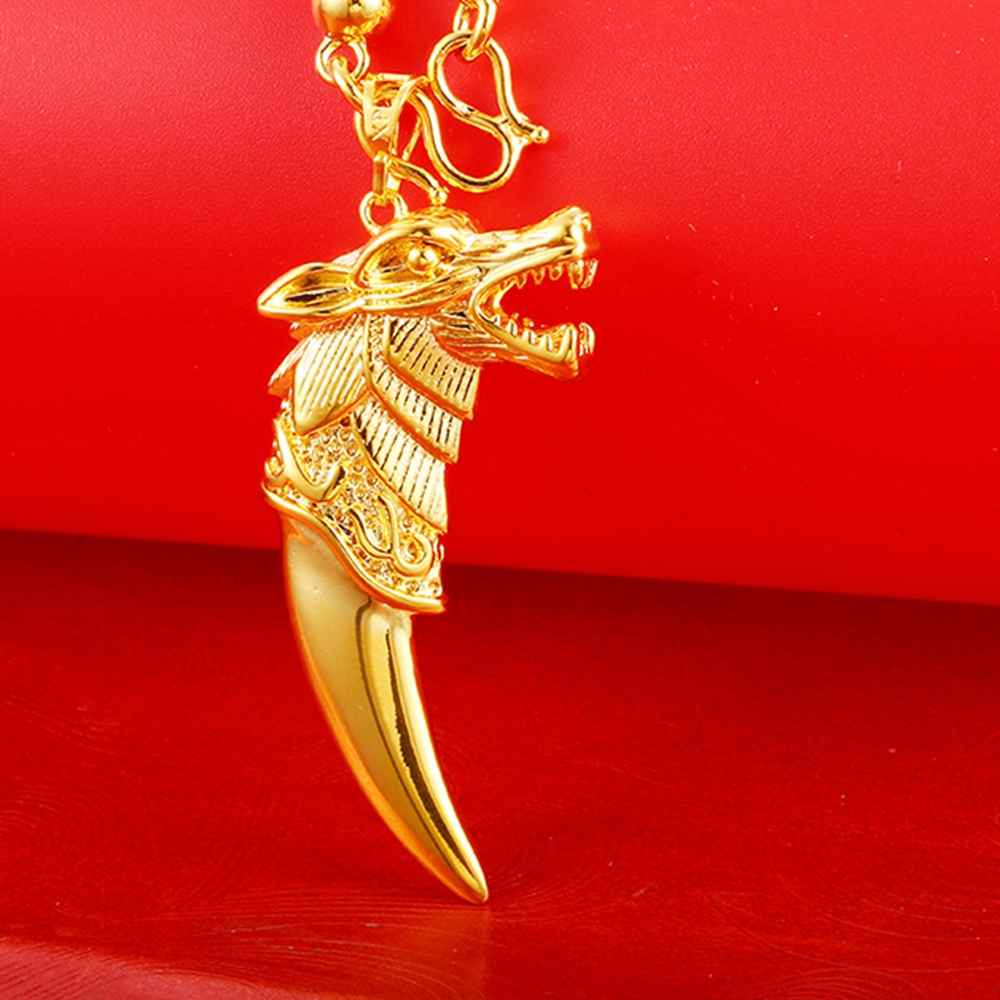 Hip Hop Style Fashion Mens Pendant Wolf Shaped 18k Yellow Gold Filled Big Heavy Pendant Jewelry Gift