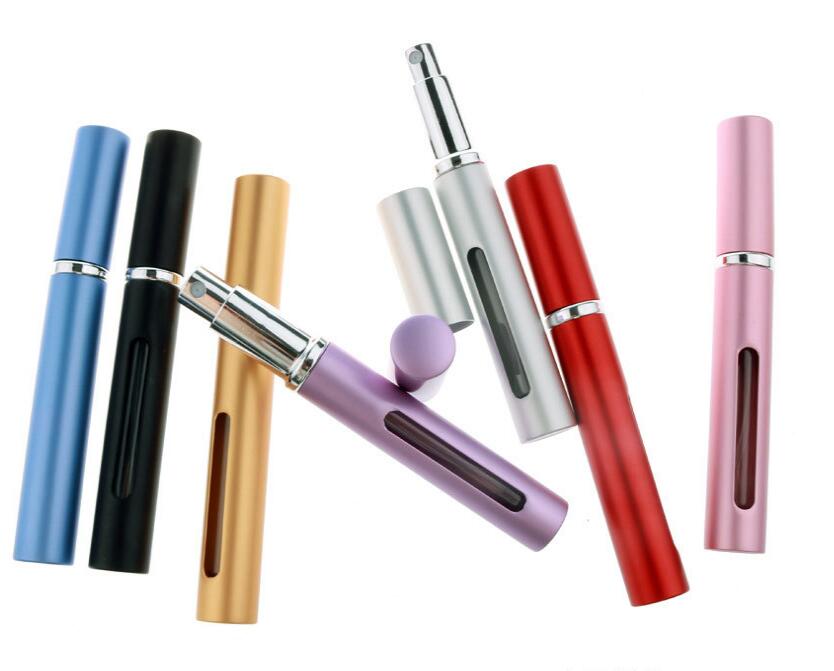 Wholesale 5ml Portable Mini Spray Perfume Bottle Aluminum Electrified Glass Perfume Container Pressed Mini Travel Atomizer Refillable Bottle