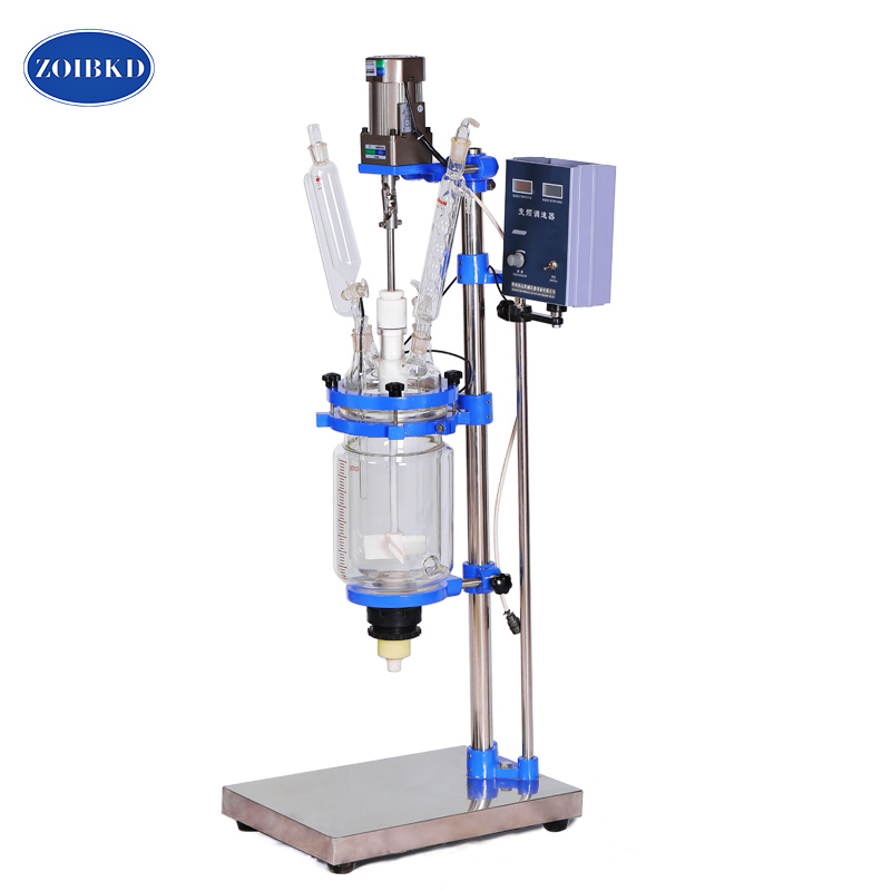 ZOIBKD Lab Supplies Double Layer Jacketed Glass Reactor S-2L GG17 High Borosilicate Continuous Stirred Tank Jacketed