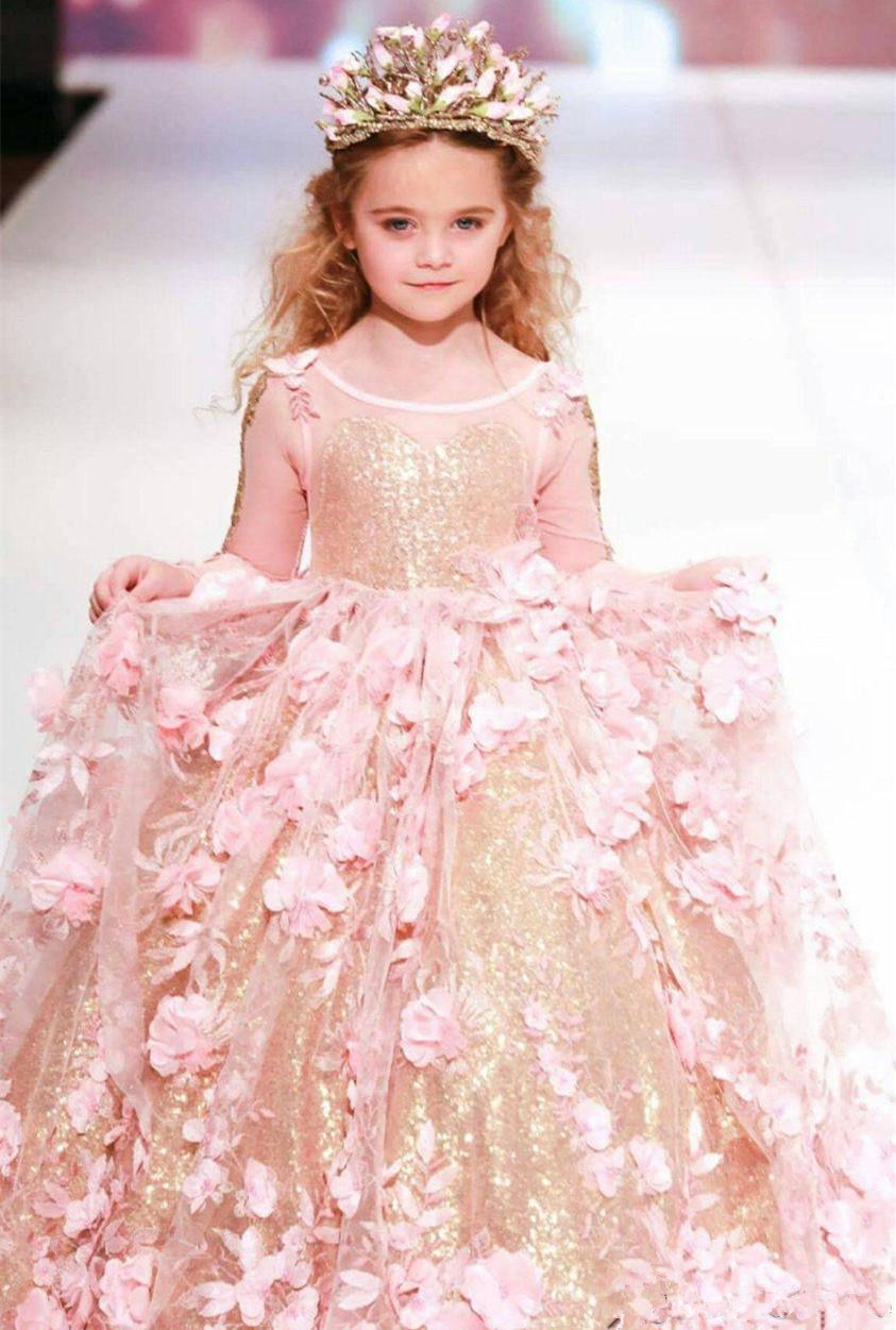 Luxurious Little Lady Formalwear Set  Kids Glittery Fitted Sheath Evening Garb Complete With Ornate Petal Decorations