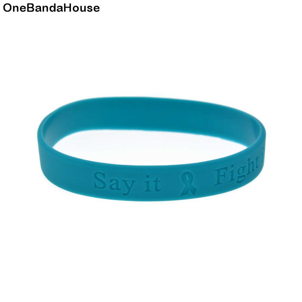 1PC Cancer Awareness Silicone Rubber Arm Band Adult Size Debossed Logo Slogan Say It Fight It Cure It
1PC Cancer Awareness Silicone Rubber Arm Band Adult Size Debossed Logo Slogan Say It Fight It Cure It