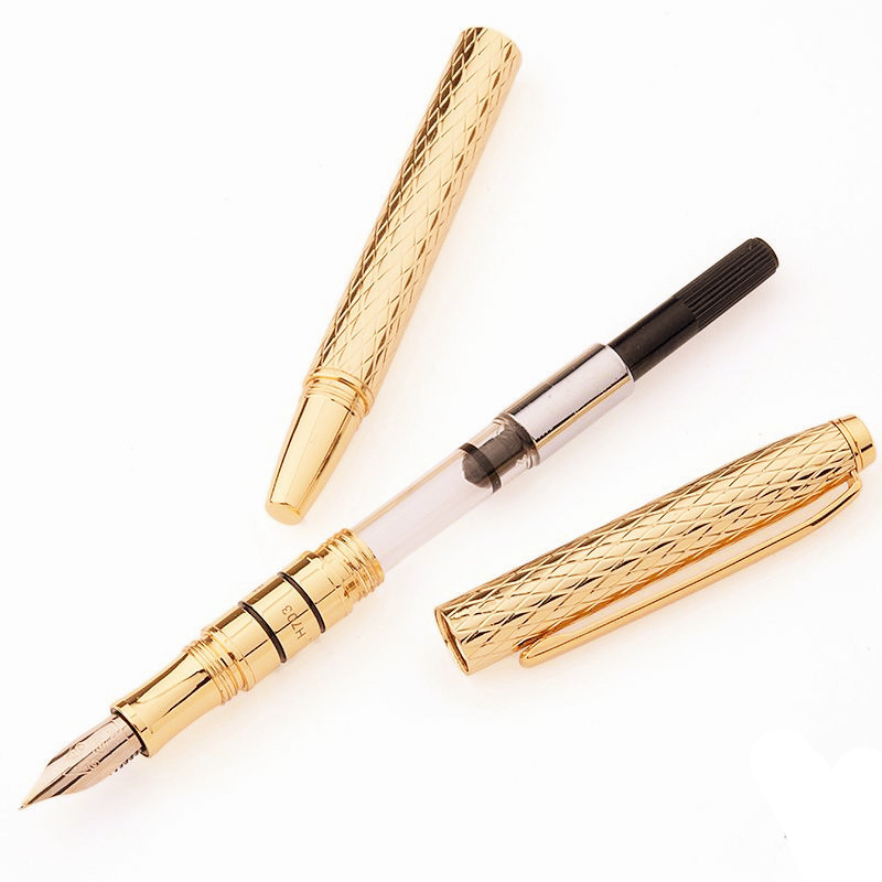 High Quality 10K Gold Fountain pen 0.5mm full metal Golden Clip ink pens Caneta Stationery Office school supplies 03860