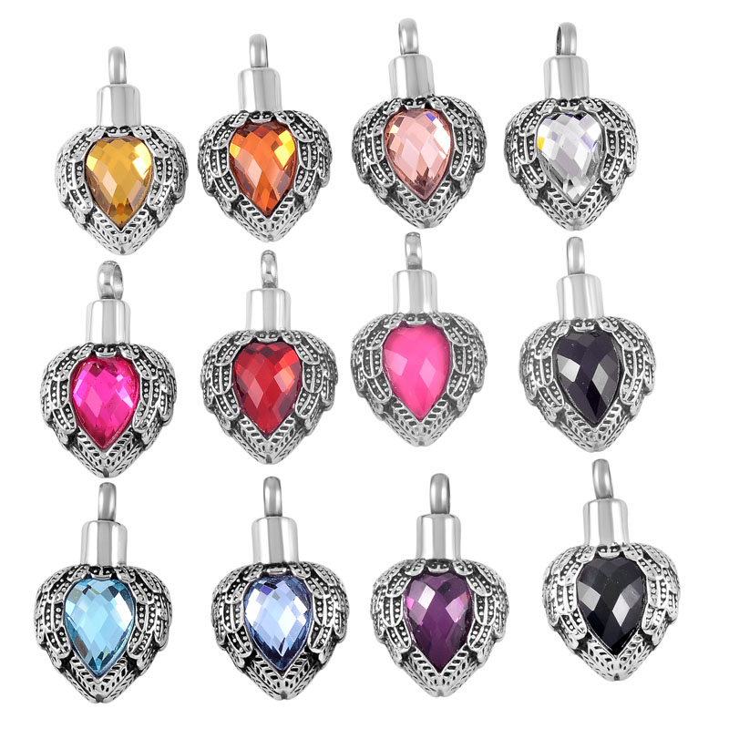 IJD8719 Crystal Heart Keepsake Pendant Wing Ashes Urn Necklace Stainless Steel Cremation Ash Urn Jewelry Pet Memorial Necklace
IJD8719 Crystal Heart Keepsake Pendant Wing Ashes Urn Necklace Stainless Steel Cremation Ash Urn Jewelry Pet Memorial Necklace