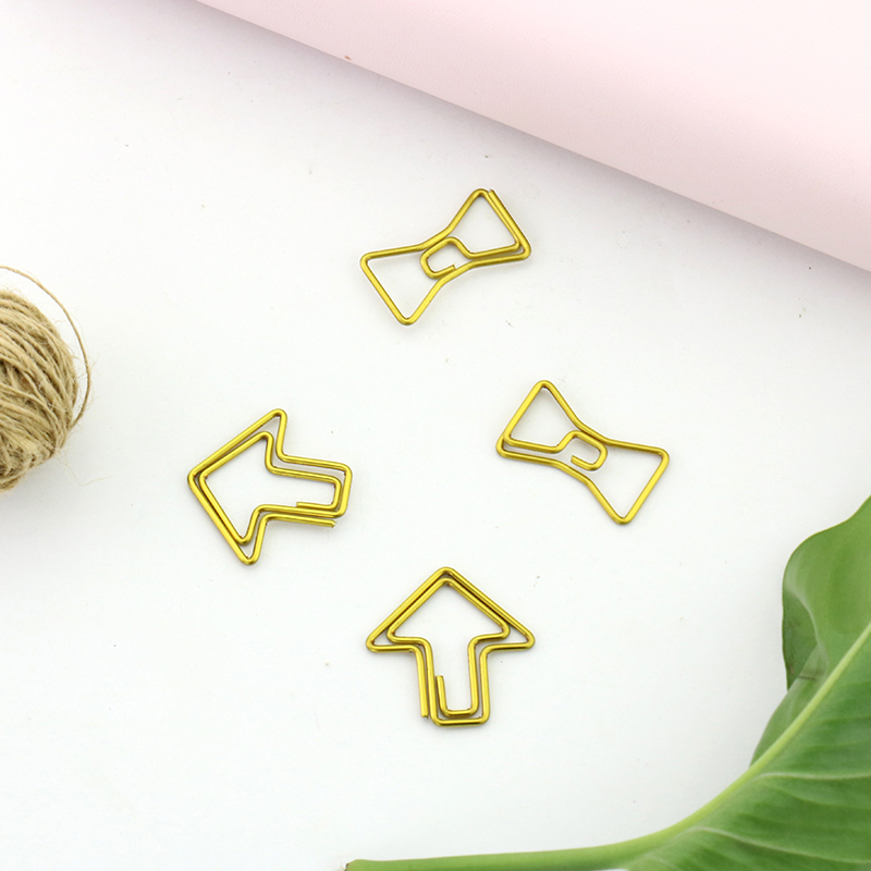 TUTU 50PCS/LOT Metal Material Bow Shape Paper Clip Gold Color Funny Kawaii Bookmark Office School Stationery Marking Clips H0037