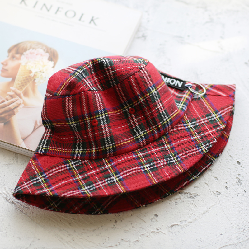 Harajuku black and white lattice fisherman hat ladies leisure wild sun hat male street tide basin cap Hip Hop style D18110601