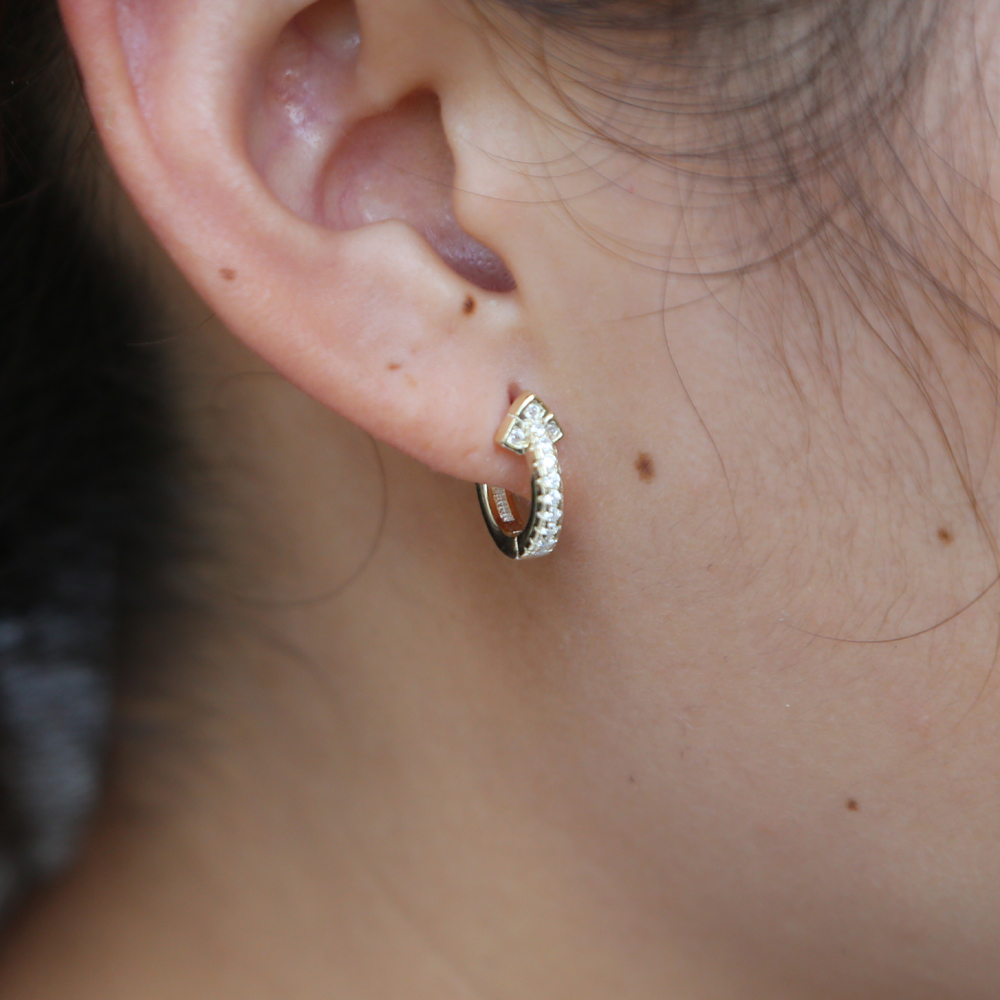 cz vermeil gold mini hoop earring 10mm small hoops minimal dainty delicate 925 sterling silver women earring