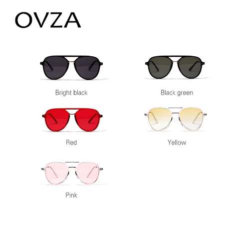 OVZA 2018 Big Sunglasses Women Classic Pilot Sunglasses Mens Fashion Red Glasses Transparent Frames lentes de sol S7000