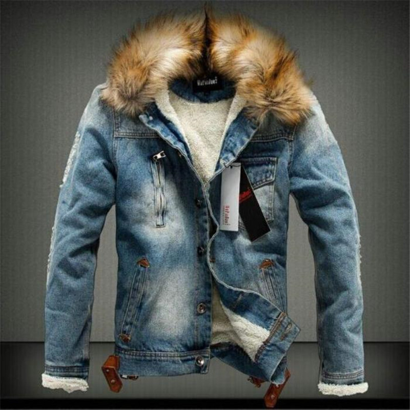 Dropshipping 2018 Hot High Quality Men Denim Jacket Single Breasted Jacket Men Autumn Winter Vintage Style Mens Denim