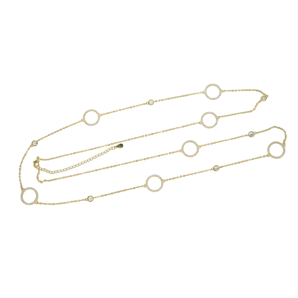 95+5cm geometric round circle link chain necklace long women chain double layer statement Round geometric simple fashion design