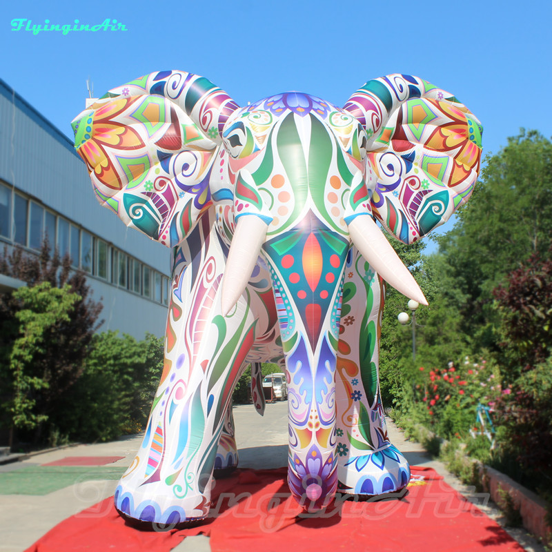 5m Inflatable Painting Parade Elephant Giant Colorful Inflated Tour Elephant with Coloured Drawings