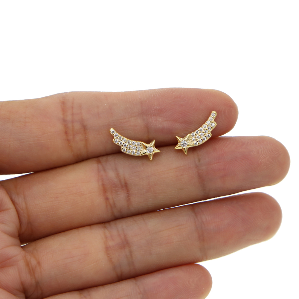 925 sterling silver starburst stud earring cute lovely girls stud Star design for 2018 Christmas gift silver jewelry