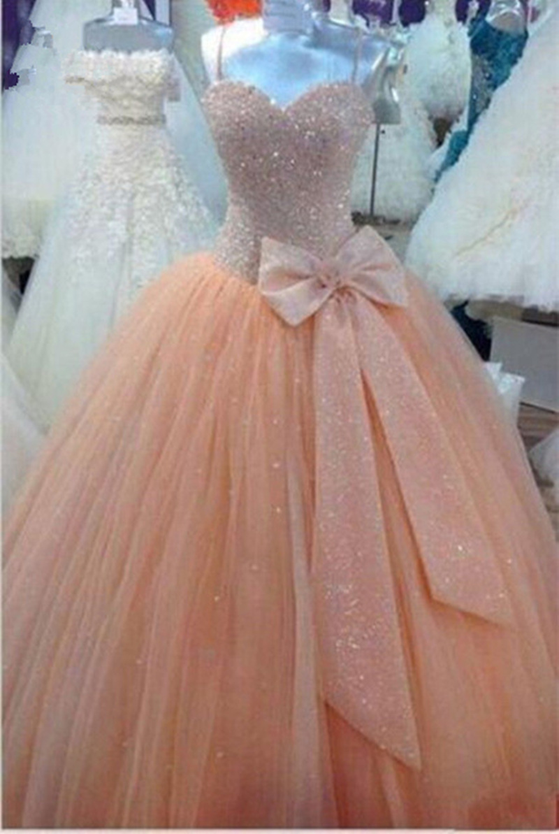 2018 Princess Sweetheart Crystal Ball Gown Quinceanera Dresses With Bow Sweet 16 Dress Plus Size Lace Up Vestido De 15 Anos BQ12, Coral
2018 Princess Sweetheart Crystal Ball Gown Quinceanera Dresses With Bow Sweet 16 Dress Plus Size Lace Up Vestido De 15 Anos BQ12, Coral