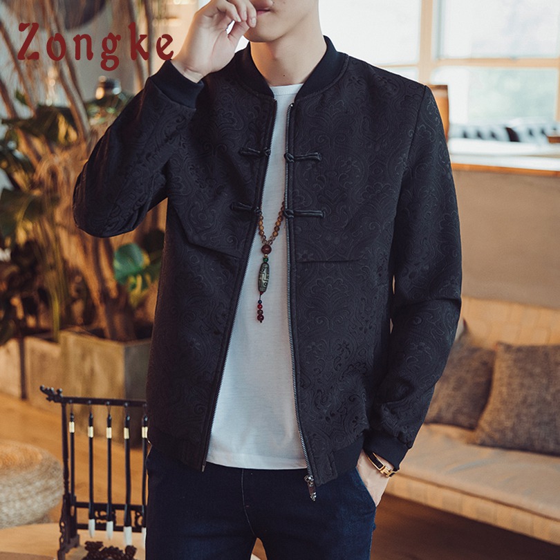 Zongke Chinese Style Floral Jacket Men Fashions Hip Hop Streetwear Bomber Jacket Men Coat Coat 5XL 2018 Autumn New