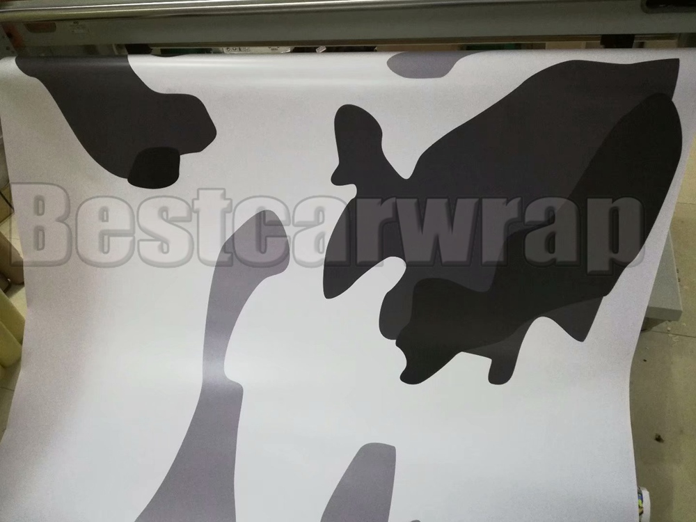 Large Jumbo Camo VINYL Wrap black white grey Full Car Wrapping Camouflage graphic sign Stickers with air free / size 1.52 x 30m/Roll 5x98ft