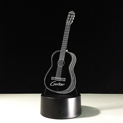 3D illusion Night Light Lamp Touch Switch Colorful Guitar Musical Instrument #R42