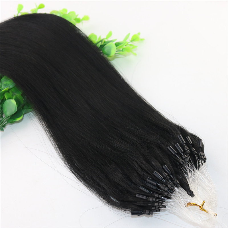 Natural Color Black Straight Hair 9A Brazilian Hair Extensions 14inch-26inch 100Strands 100gram Loop Micro Ring Human Hair Extensions