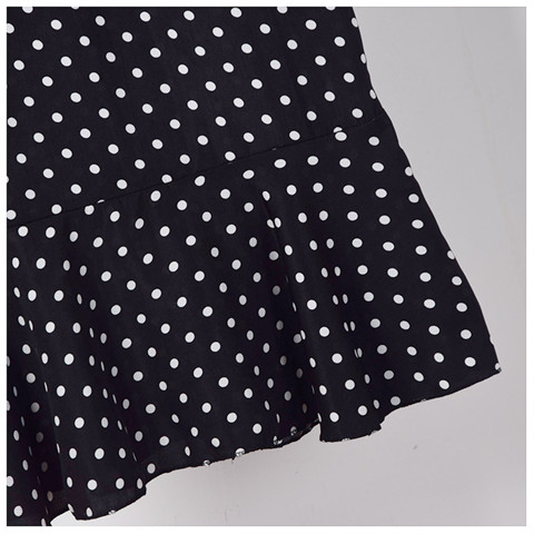 Plus Size Vintage Black White Polka Dot Ruffle Hem Fishtail Skirt Women Summer Mid Waist Casual Office Lady Streetwear Skirts