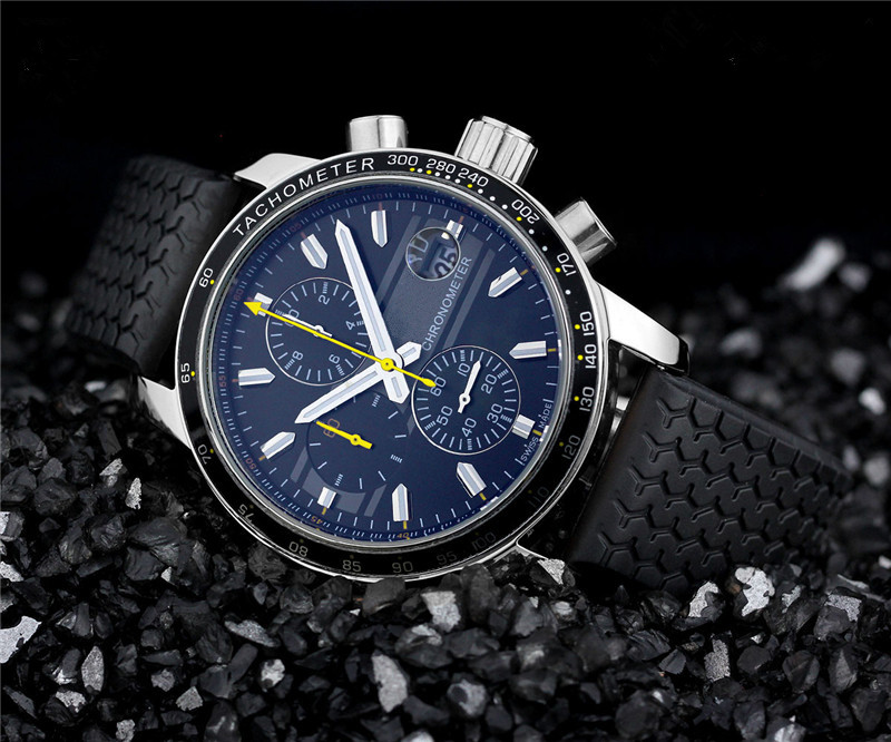 Hot sale watch for men quartz stopwatch man chronograph watches stainless steel wrist watch rubber band cp14