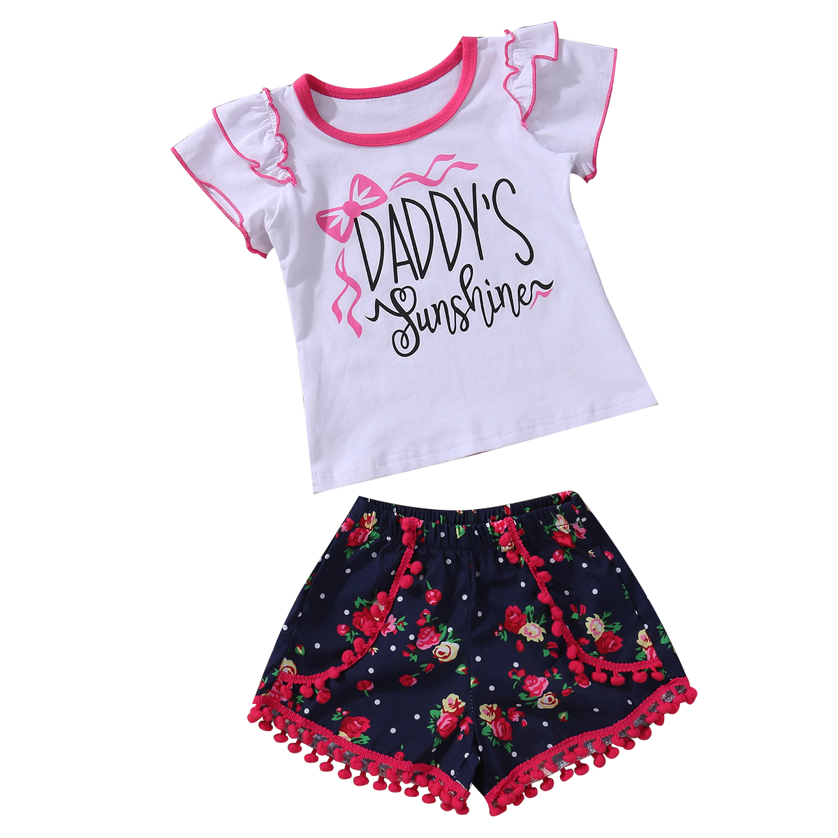 Cute Newborn Baby Girl Clothing Set Toddler Kids 2PCS Outfits Sunshine Floral Tops+ Tassel Bottoms Clothes Set, As pic
Cute Newborn Baby Girl Clothing Set Toddler Kids 2PCS Outfits Sunshine Floral Tops+ Tassel Bottoms Clothes Set, As pic