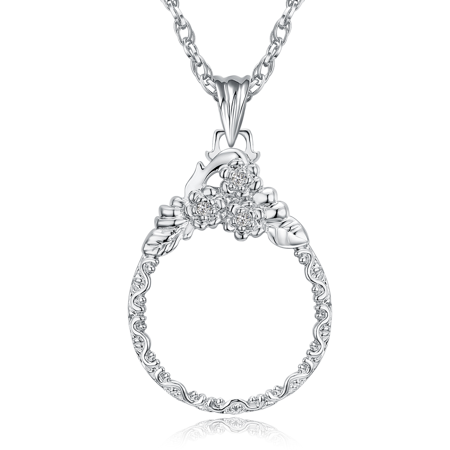 Magnifying glass for reading Magnifying glass necklace women's fashion Owl pendant Rhodium with crystal Magnifier necklace