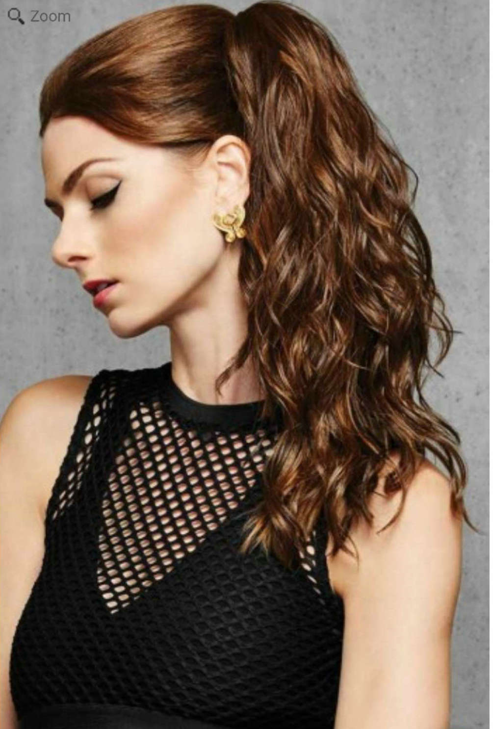 Brown wavy drawstring ponytail hairpiece clip in wrap aroound natural hair pony tail women hair extension 120g