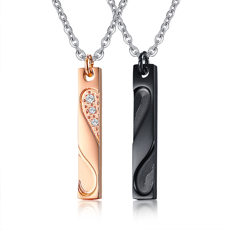 Heart Puzzle Fingerprint Couple Necklace Stainless Steel CZ Stones Pendants Lover Jewel Black and Rose Gold Color Anniversary Birthday Gift
Heart Puzzle Fingerprint Couple Necklace Stainless Steel CZ Stones Pendants Lover Jewel Black and Rose Gold Color Anniversary Birthday Gift