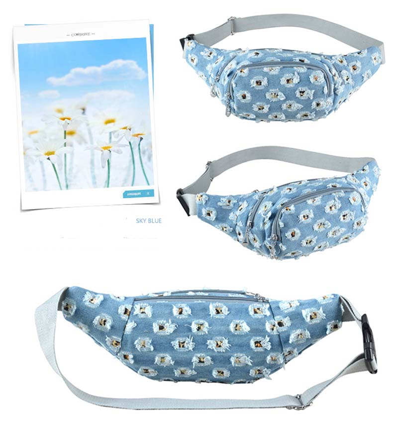 50pcs 2018 New women fashion Holes demin waist bags min cowboy Chest Bags 3colors, As photos
50pcs 2018 New women fashion Holes demin waist bags min cowboy Chest Bags 3colors, As photos
