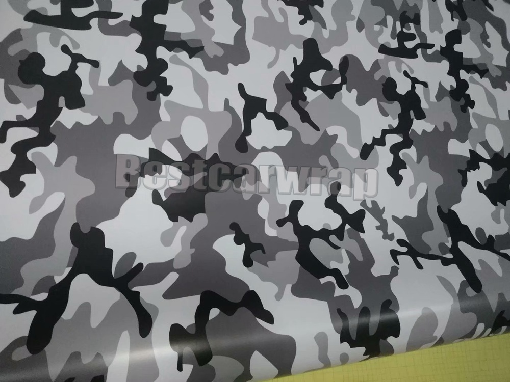 Winter Snow black white Gray Camouflage Vinyl wrap for Vehicle car wrap Graphic Camo covering stickers film air bubble free 1.52x30m 5x98ft