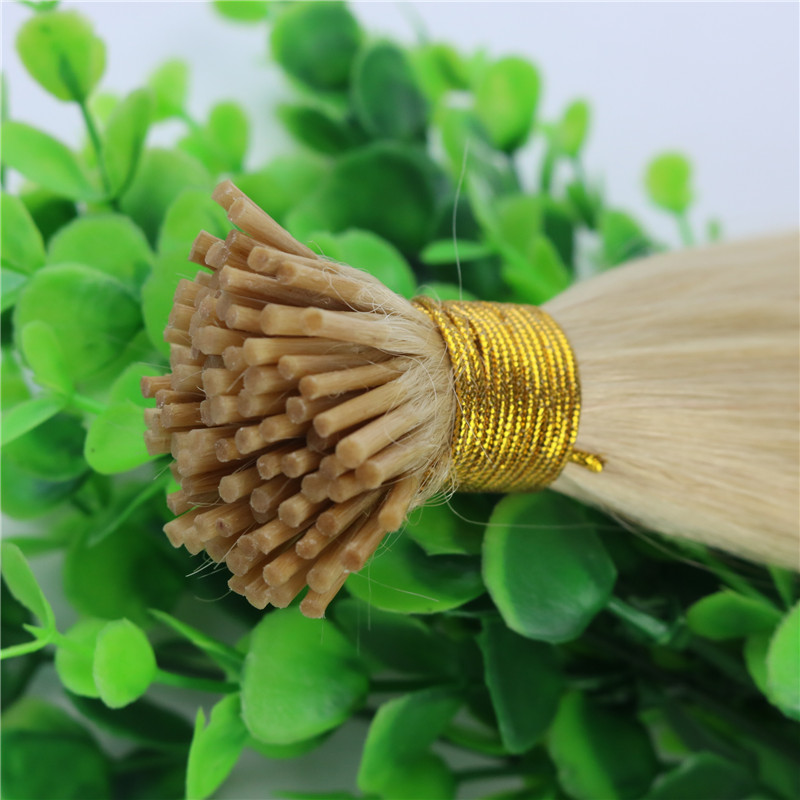 I-tip Brazilian Hair Extensions Blonde 100Strands 613# Light Blonde Brazilian Straight Human Hair Extensions No Shedding No Tangle
