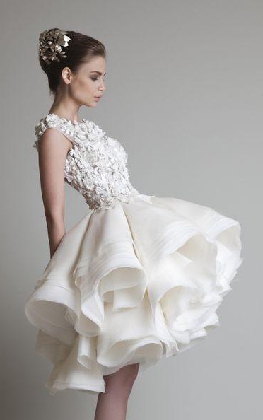 Krikor Jabotian Short Wedding Dresses Lace 3D Floral Appliques Tiered Tulle Ruffle A Line Ball Gown Empire Country Bridal Gowns Plus Size