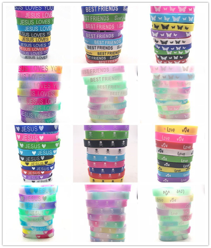 Fashion Skull Cross Butterfly Good Luck Peace Best Friend Love Jesus Elasticity Silicone Cuff Bracelets Jewelry (19style Free choose)
Fashion Skull Cross Butterfly Good Luck Peace Best Friend Love Jesus Elasticity Silicone Cuff Bracelets Jewelry (19style Free choose)