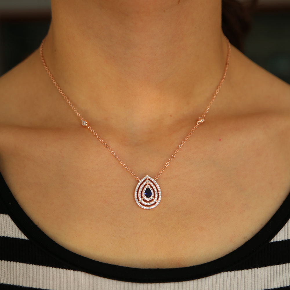 4 colors rose gold tear drop cz link chain wedding engagment bridal necklace 2018 fashion jewelry european women CZ diamond Collar