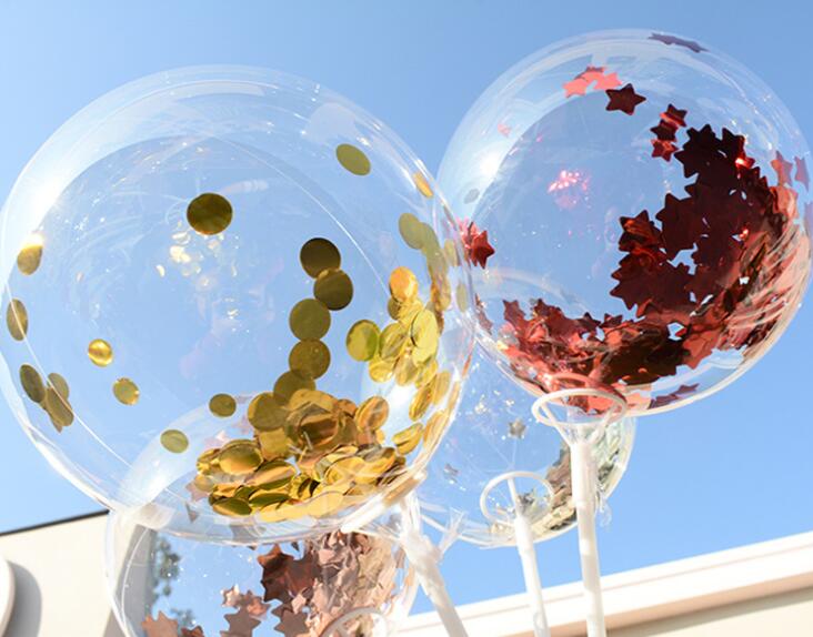 Bobo Transparent Clear Balloons with Feather Confetti 12/18 inch Stand Balloon Marriage Wedding Decro Helium Inflatable Balls Gifts Favor