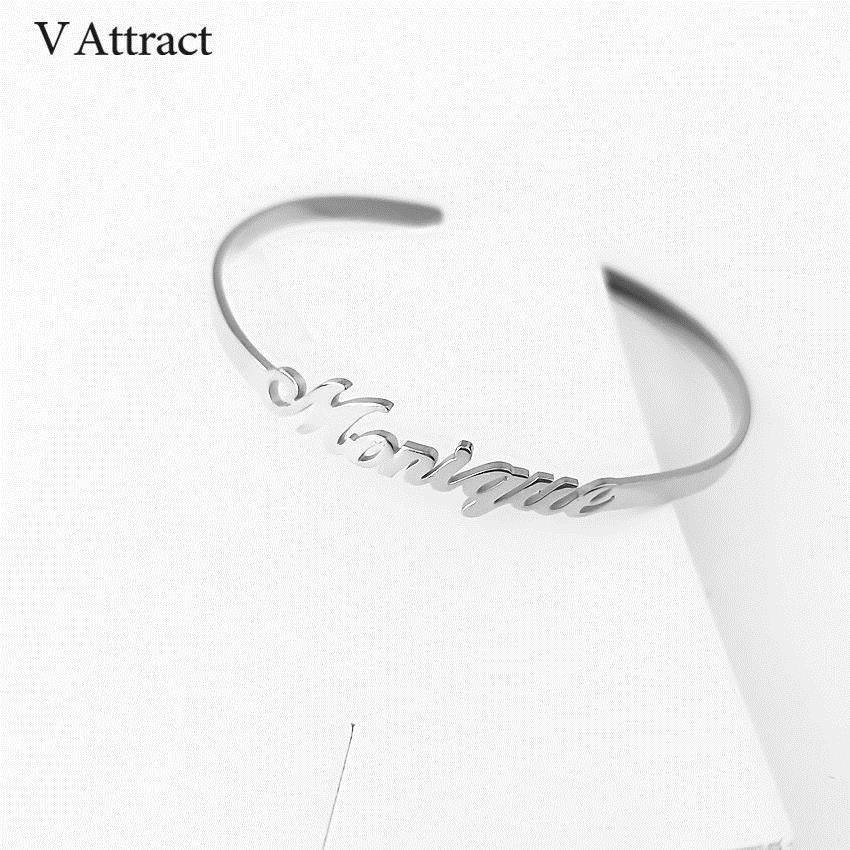 V Attract Personalized Hand Link BFF Jewelry Kpop Custom Name Bracelets Bangles Women Men Bijoux Femme Gold Erkek Bileklik Y1