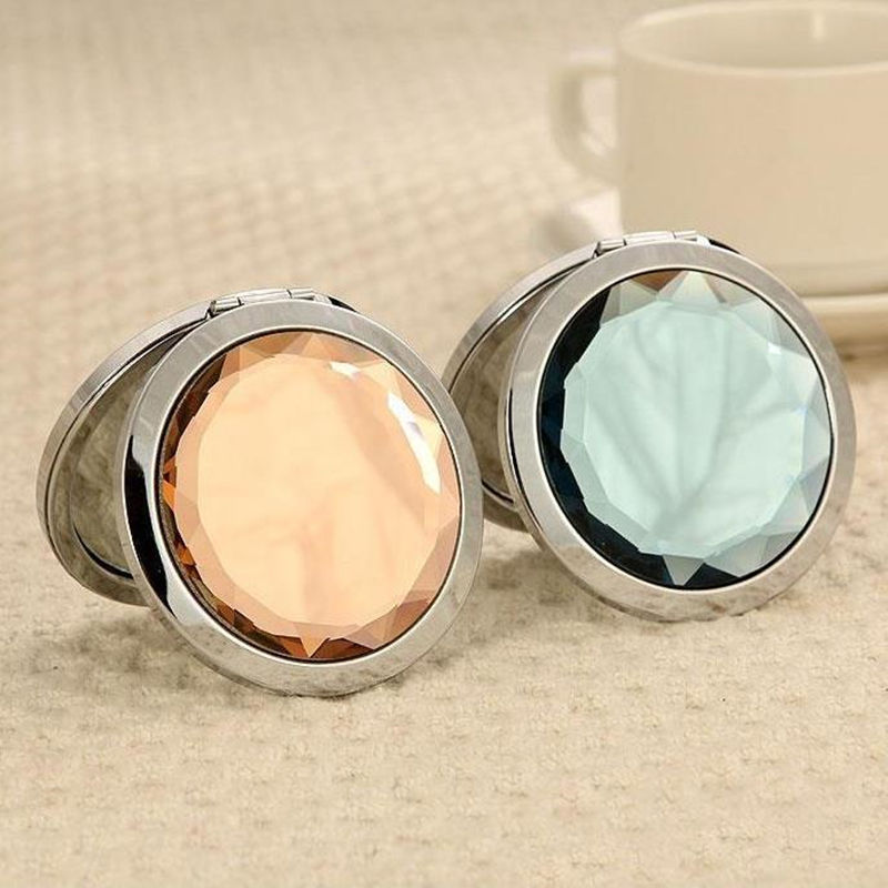 Pocket Mirror Crystal Diamond Handbag Compact Mirror Makeup Cosmetic Magnifying Mirror fast shipping F1279