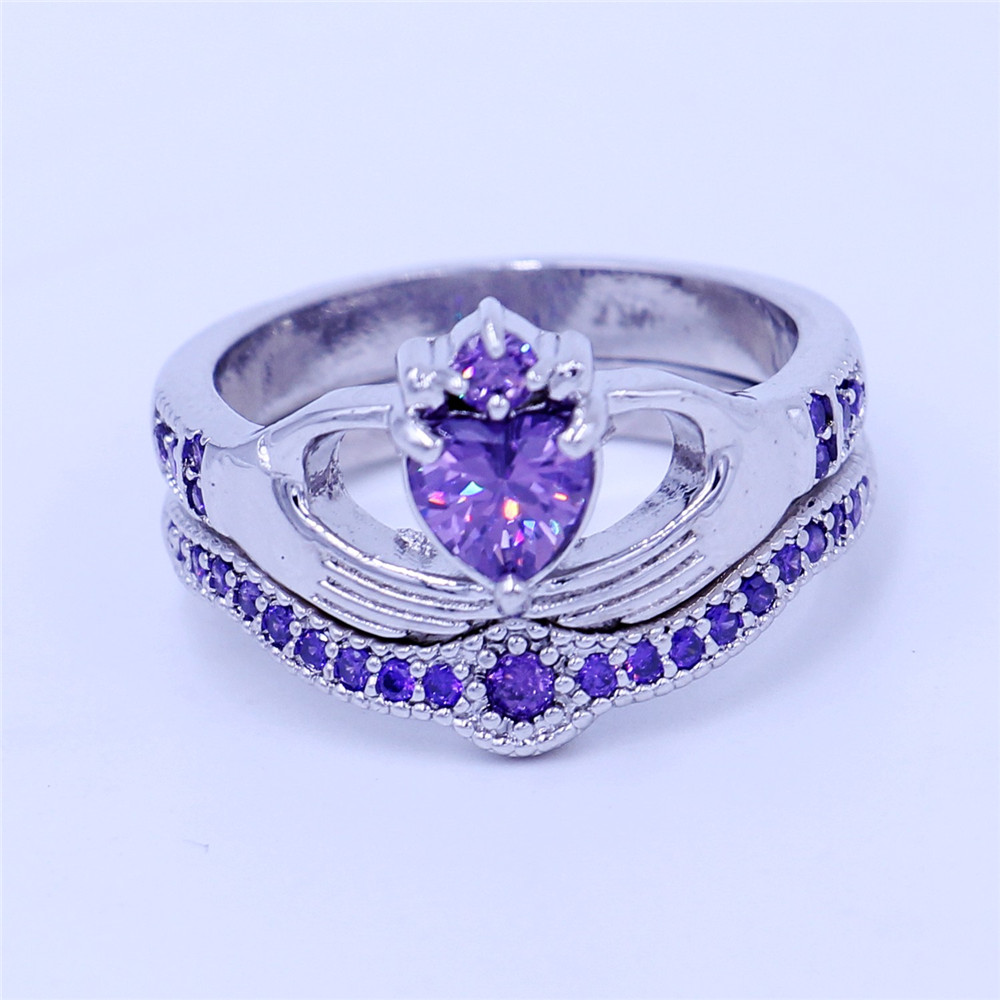 Classic claddagh ring Birthstone Jewelry Wedding band rings set for women Purple 5A Cz White Gold Filled Female Party Ring
Classic claddagh ring Birthstone Jewelry Wedding band rings set for women Purple 5A Cz White Gold Filled Female Party Ring