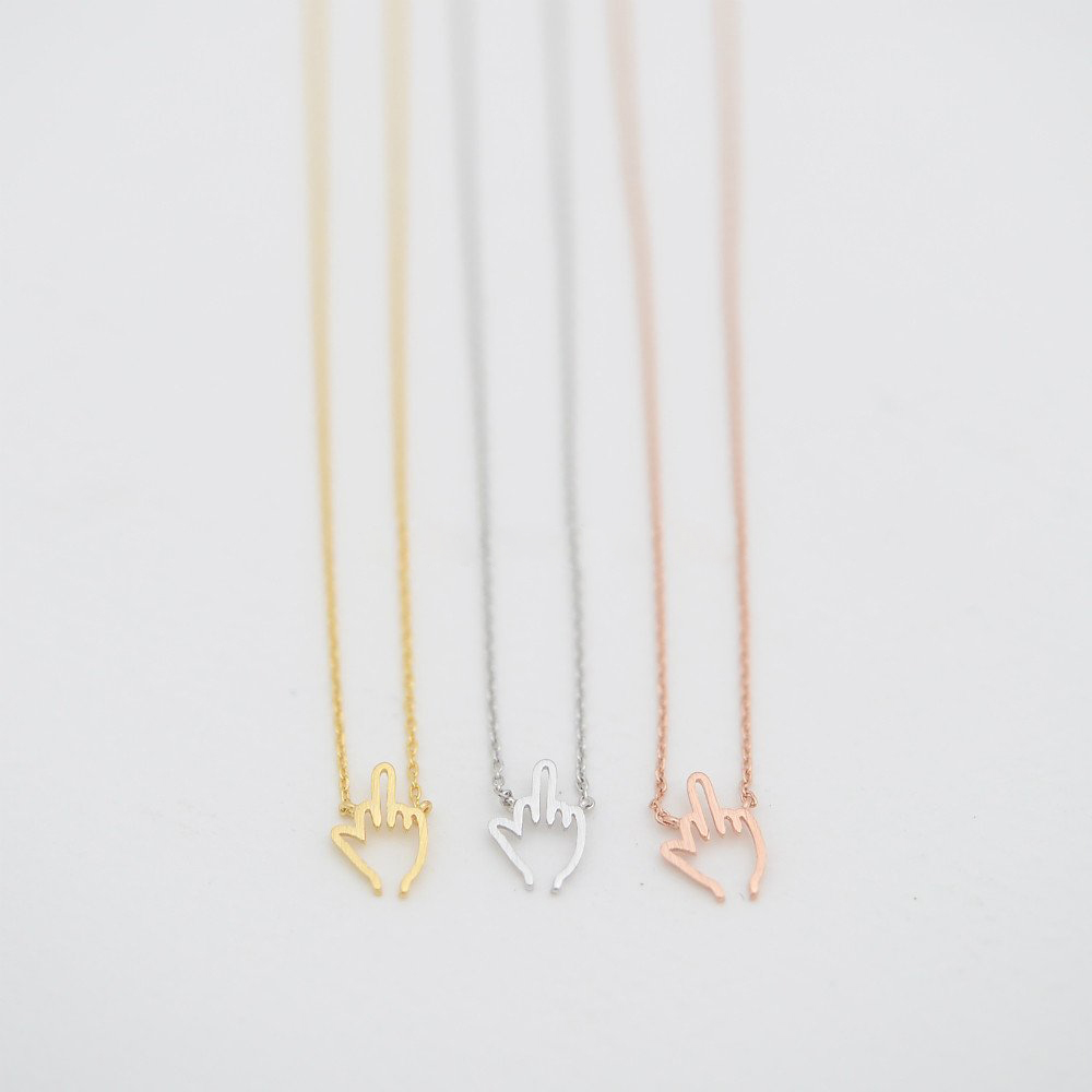 Fashionable finger pendant necklaces Uncivilized gestures middle finger pendant necklaces Originality style necklaces first gift for womem
Fashionable finger pendant necklaces Uncivilized gestures middle finger pendant necklaces Originality style necklaces first gift for womem
