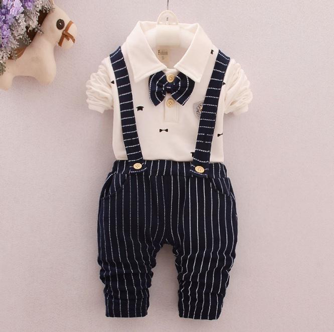 Baby Boy Wedding Formal Tuxedo Suit Bowtie Gentleman Shirt Pants Newborn Outfit baby kids boy gentleman Sling formalset