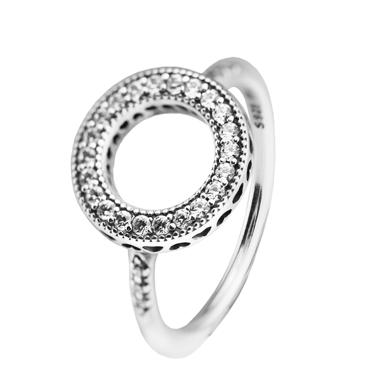 Compatible with jewelry ring silver Hearts of Halo rings White Crystal 100% 925 sterling silver jewelry wholesale DIY For Women