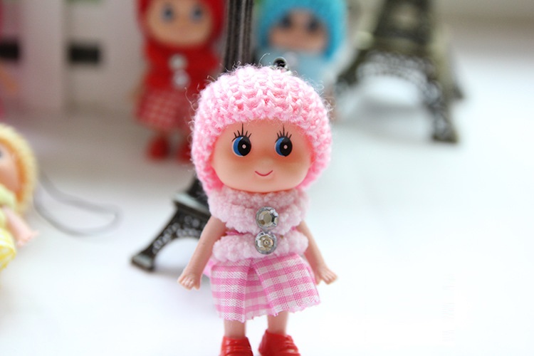 Cute Kids Toys Soft Interactive Baby Dolls Toy Key Chain, Mini Doll Keychain For Girls Key Ring Key Holder