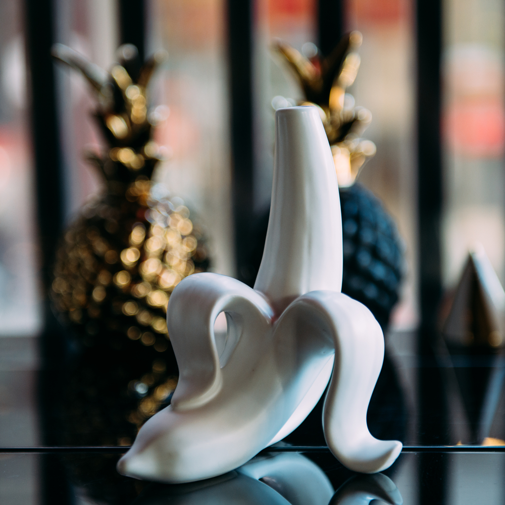 Ceramic banana banana furnishings furnishings gold white vase is unique130696341231