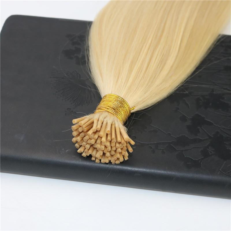 I-tip Brazilian Hair Extensions Blonde 100Strands 613# Light Blonde Brazilian Straight Human Hair Extensions No Shedding No Tangle